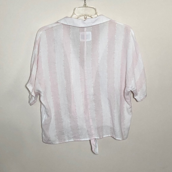 Rails Pink & White Striped Tie-Front Button Shirt - Picture 8 of 9
